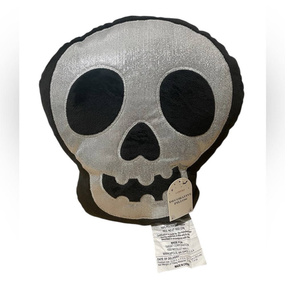 Target Silver and Black Skull Decorative Pillow
